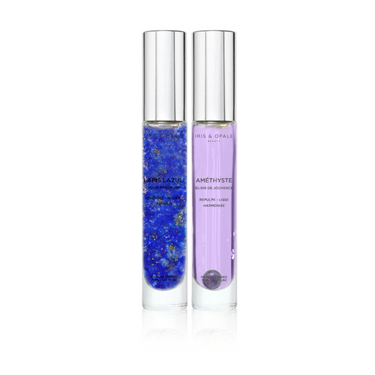 Coffret l’Alchimix N°1 Complet | Iris & Opale Beauty. Découvrez nos 4 sérums visage en format « tube à essais » 15 mL. À l’Améthyste, à la Perle d’eau douce, au Lapis-lazuli et à la Malachite.