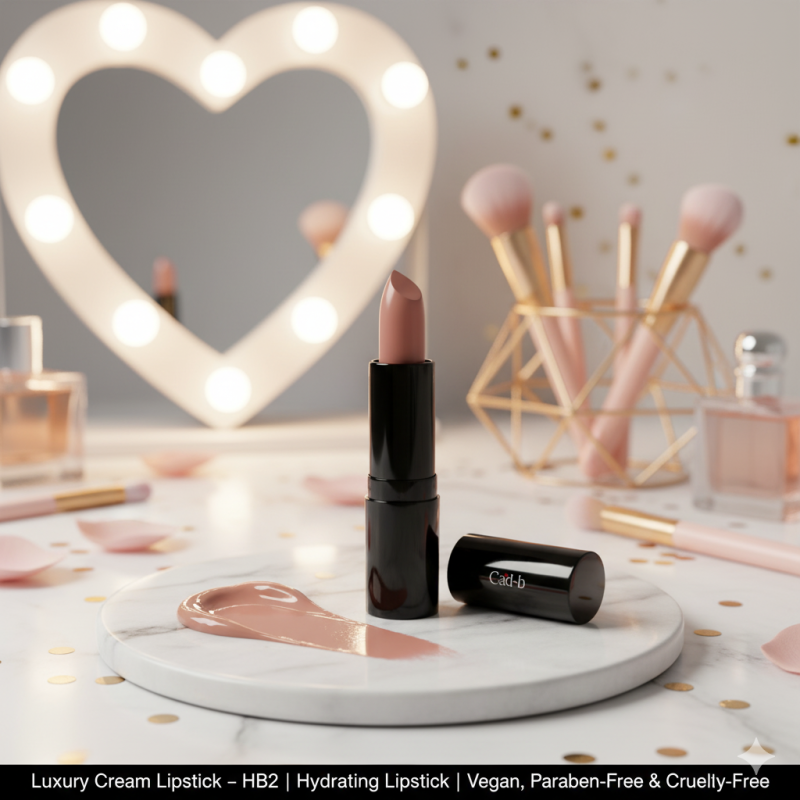 Luxury Cream Lipstick – Next to Nude – HB2 | Hydrating Nude Lipstick | Vegan, Paraben-Free & Cruelty-Free-1